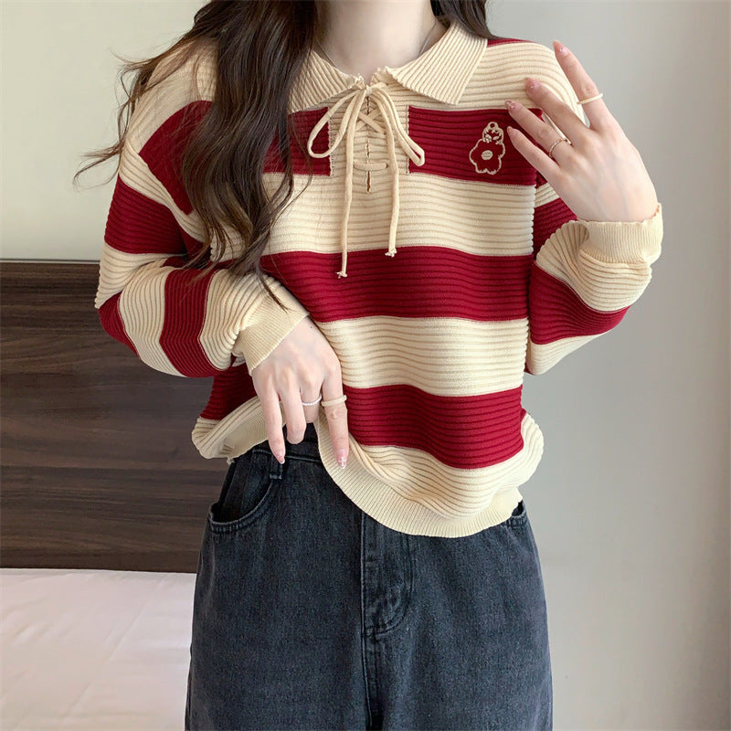 Autumn Collection – Women’s Striped Contrast-Colour Top