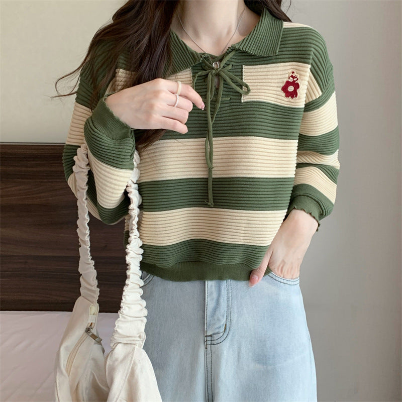 Autumn Collection – Women’s Striped Contrast-Colour Top
