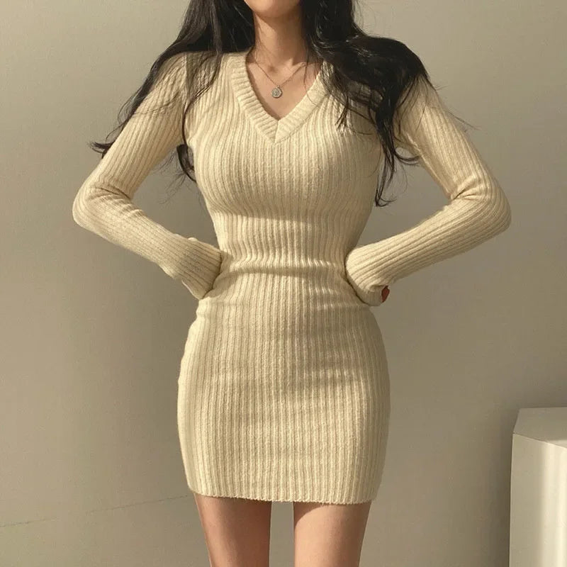 Autumn/Winter Collection – Korean Style Knitted Bodycon Dress