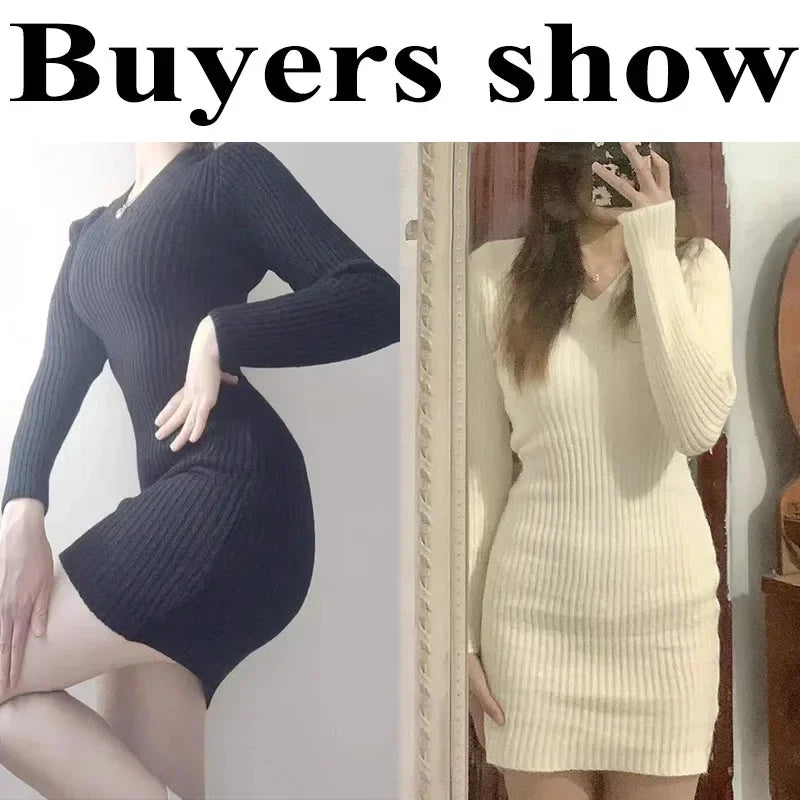 Autumn/Winter Collection – Korean Style Knitted Bodycon Dress