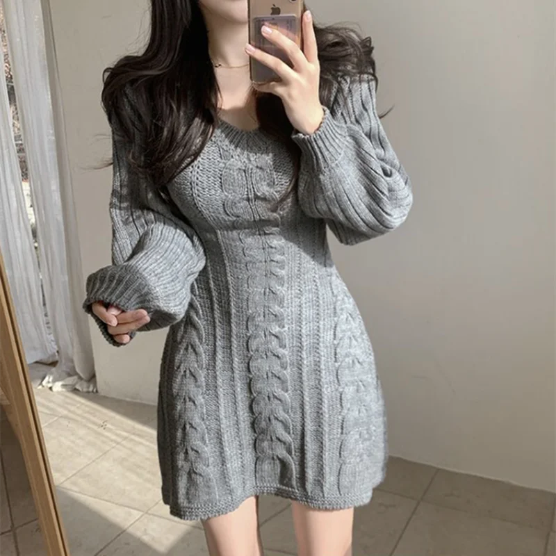 Autumn/Winter Collection – Korean Style Elegant Knitted Dress