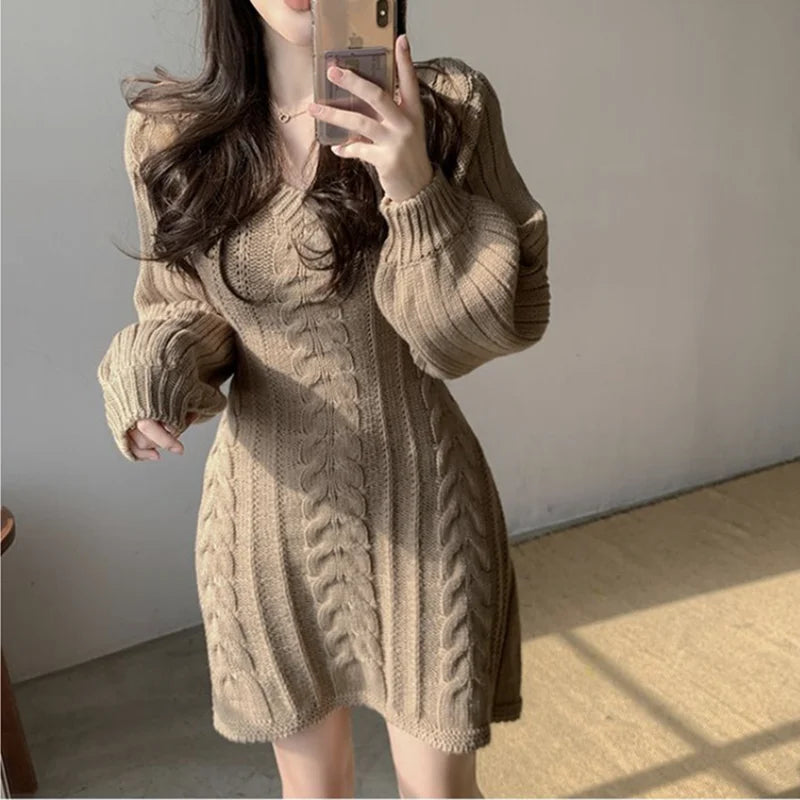 Autumn/Winter Collection – Korean Style Elegant Knitted Dress