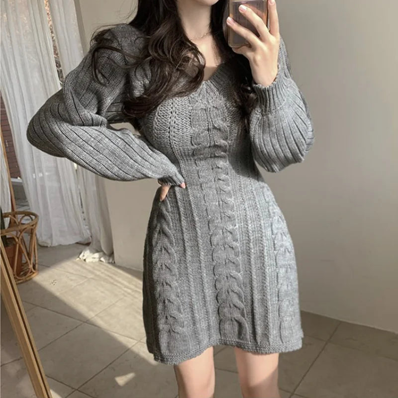 Autumn/Winter Collection – Korean Style Elegant Knitted Dress