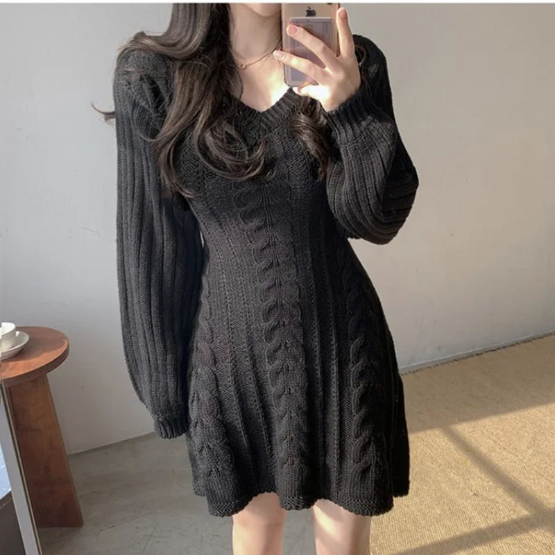 Autumn/Winter Collection – Korean Style Elegant Knitted Dress