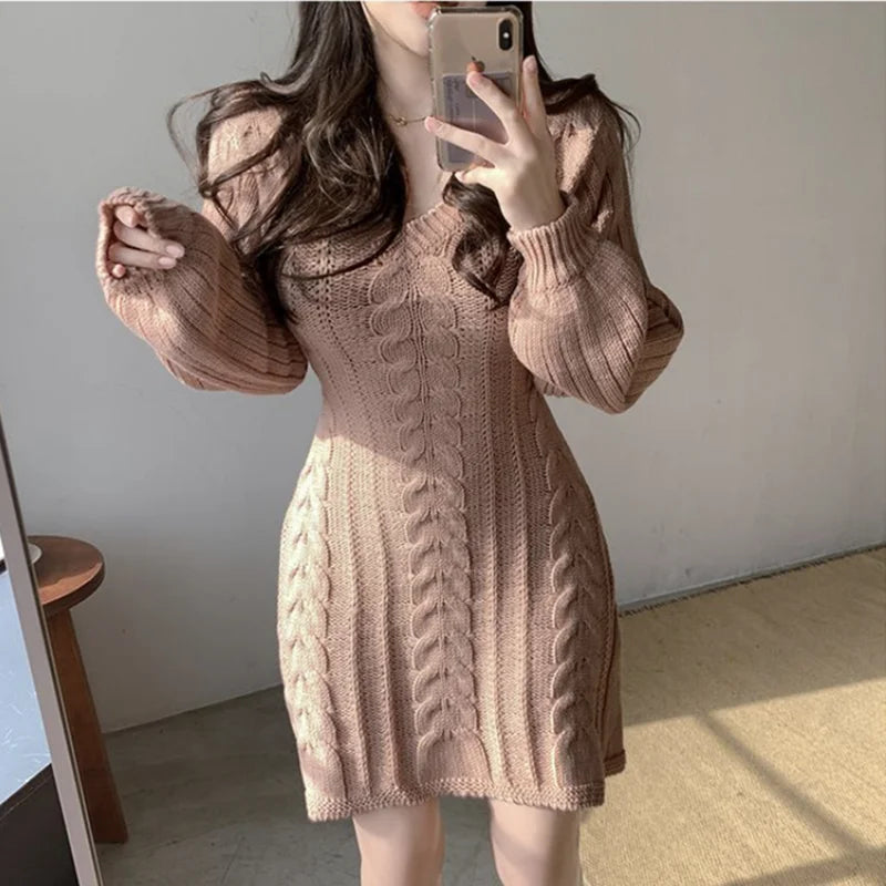 Autumn/Winter Collection – Korean Style Elegant Knitted Dress