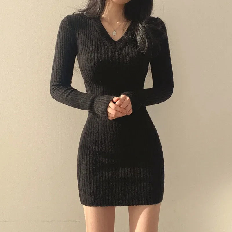 Autumn/Winter Collection – Korean Style Knitted Bodycon Dress