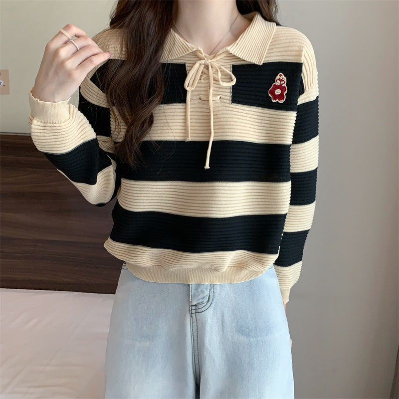 Autumn Collection – Women’s Striped Contrast-Colour Top