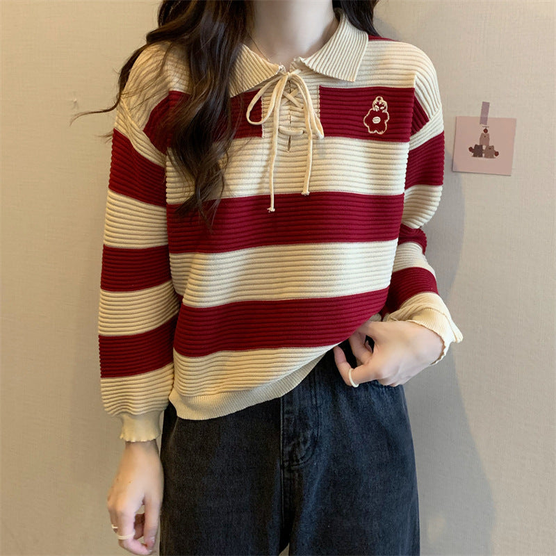 Autumn Collection – Women’s Striped Contrast-Colour Top