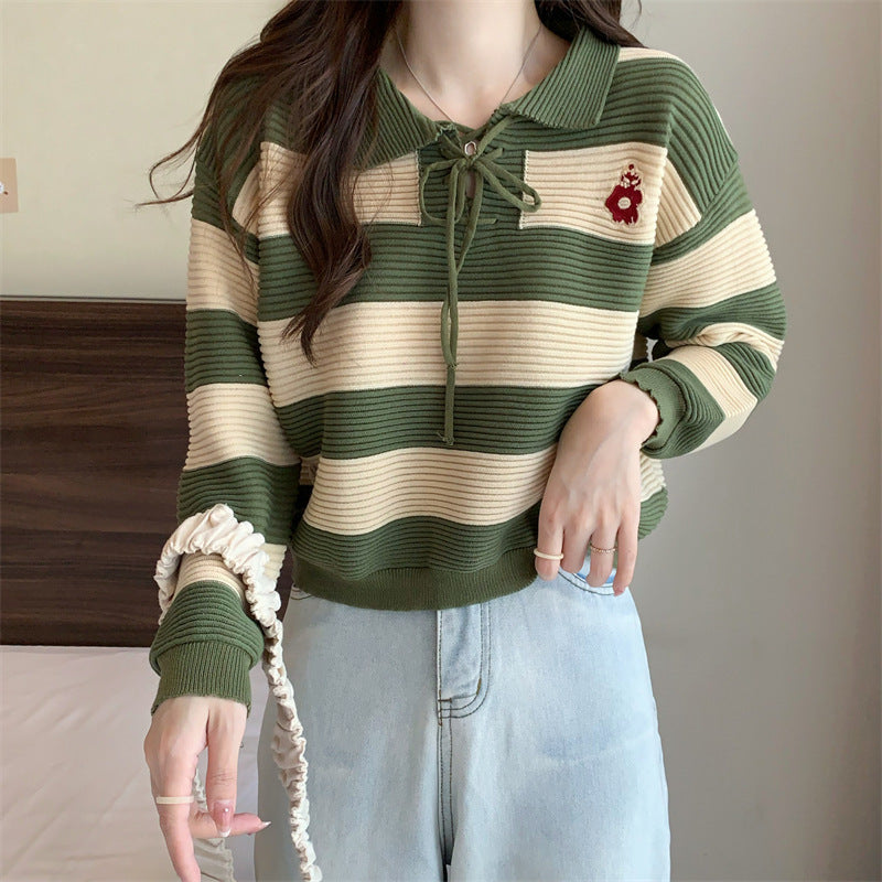 Autumn Collection – Women’s Striped Contrast-Colour Top